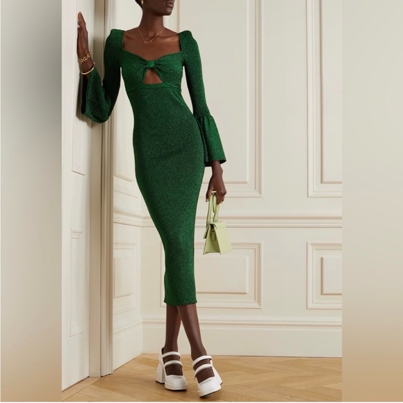 Self-Portrait Dresses & Skirts - Self-Portrait Green Lurex Knit Party Dress
